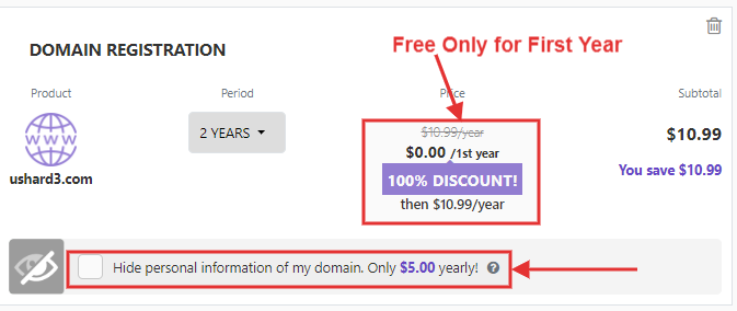 Hostinger free domain registration