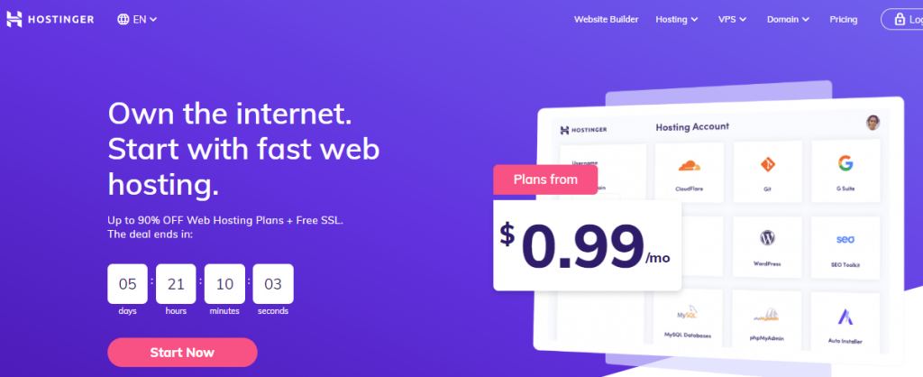 Hostinger home page