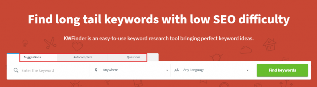 KW Finder keyword tool