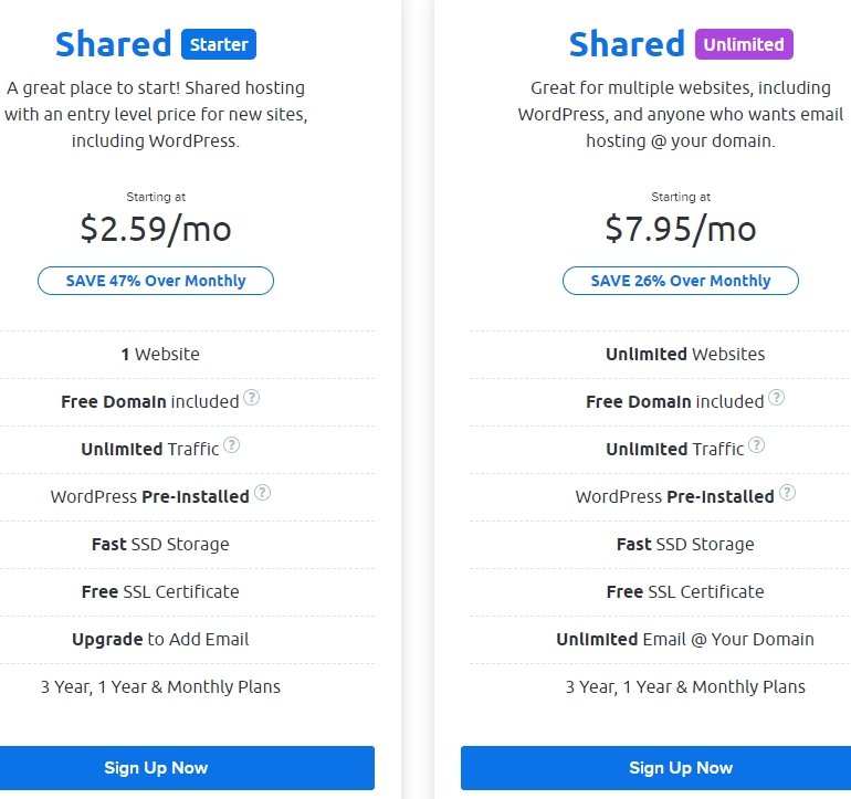 Dream Host Hosting Plans