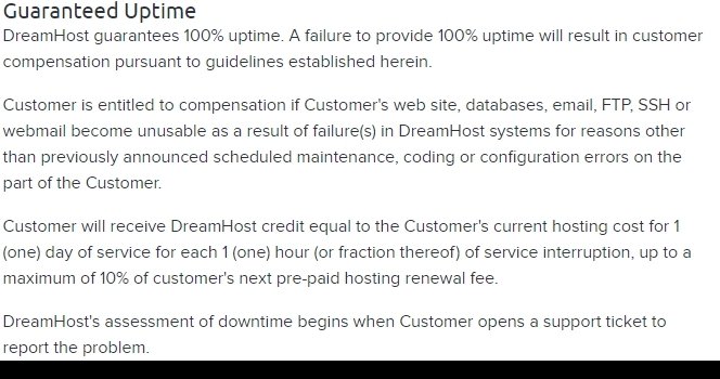 Dream Host Uptime Guarantee